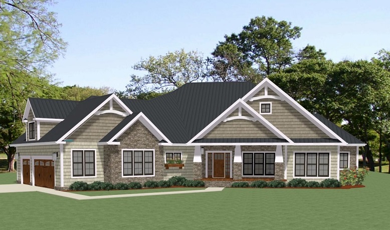  One  Story  Craftsman  Style  House  Plan  7069 Covington